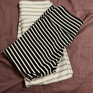 Athleta size small gray/white capris AND size small black/white stripe crops
